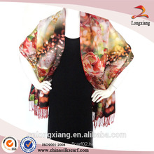 Ladies 2-ply digital printed brushed silk pashmina scarf